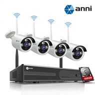 Anni 720P 4CH HD WiFi NVR Kit Wireless Security Camera CCTV Surveillance Systems,(4) 1.0MP Megapixel Weatherproof Wireless Bullet IP Cameras,65ft Night Vision,P2P,No Video Cable Ne