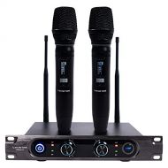Sound Town Metal 40-Channel Rack Mountable UHF Wireless Microphone System with 2 Aluminum Rechargeable Handheld Wireless Mic for Church, Business Meeting, Outdoor Wedding and Karao