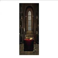 IPrint 3D Decorative Film Privacy Window Film No Glue,Gothic,Fantasy Theme Spell Casting Warlock Witch Skulls on Shelves Candles Spooky Scenery,Red Brown,for Home&Office