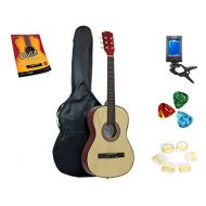 Star Acoustic Guitar 38 Inch with Bag, Tuner, Strings, Picks and Beginners Guide, Natural