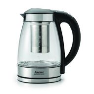 Aroma Housewares AWK-165DI 7 Cup Glass and Stainless Digital Kettle with Tea Infuser, 1.7 L, Clear