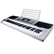Alek...Shop 61 Key Classic Electronic Keyboard Piano Organ Portable Electric Music Digital LCD, Silver