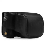 MegaGear Megagear MG1402 Leica Q-P, Q (Typ 116) Ever Ready Genuine Leather Camera Case and Strap, with Battery Access, Black
