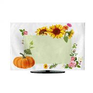 Miki Da Television Cover Autumn Vintage Frame red Roses Orange Pumpkin Yellow Sunflowers Gerbera Daisy Flower Digital Draw Illustration in Watercolor Style Mock up Template Floral Frame fo