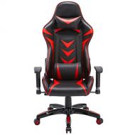 Modern-depo High-Back Swivel Gaming Chair with Lumbar Support & Headrest | Racing Style Ergonomic Office Desk Chair - Black & Red