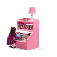 Step2 Lift and Hide Bookcase Toy Box Storage Chest for Kids - Durable Plastic Bookshelf Toys Organizer, Pink