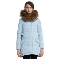 BOSIDENG Womens Winter Mid-Long Thick Down Jacket Real Fur Collar Pocket Wide-Waist Loose Down Coat Solid Color Outerwear