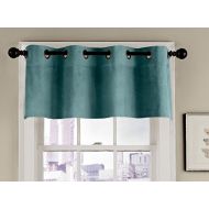 Veratex 100% Cotton Velvet Modern & Elegant Tailored Grommet Window Valance Curtain Made in the USA, Blue Smoke