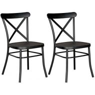 Signature Design by Ashley Ashley Furniture Signature Design - Minnona Dining Side Chair - Set of 2 - Cross Back - Vintage Casual Style - Antique Black Finished Metal