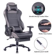 Blue Whale Gaming Chair with Footrest and Massage Lumbar Support High Back PC Computer Gaming Racing Chair High Back Ergonomic PU Leather Office Chair with Heavy Duty Matel Base&He