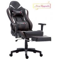 Morfan Gaming Chair Massage Function Ergonomic Racing Style PC Computer Office Chair with Retractable Footrest & Adjustable Lumbar and Headrest Pillows (BlackBrown)