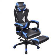 YOURLITE Gaming Chair Racing Style High Back PU Leather Executive and Ergonomic Height Adjustment Swivel Office Chair with Headrest and Lumbar Support (Blue)