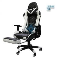 Insoria Gaming Chair Ergonomic High-Back Racing Chair Pu Leather Bucket Seat,Computer Swivel Office Chair Headrest and Lumbar Massage Support Executive Desk Chair with Footrest (Wh