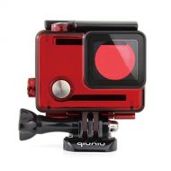 QiuNiu Waterproof Dive Housing Case for GoPro Hero 4, GoPro Hero 3 and GoPro Hero 3+ Action Camera - Up to 40 Meters (131 feet) Underwater - Transparent Red