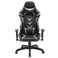 OHAHO Gaming Office Chair Game Racing Ergonomic Backrest and Seat Height Adjustment Computer Chair with Pillows Recliner Swivel Rocker Headrest and Lumbar Tilt E-Sports Chair (Blac
