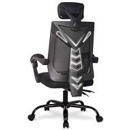 UREST Gaming Office Chair Game Racing Ergonomic Backrest and Seat Height Adjustment Computer Chair Recliner Swivel Rocker and Lumbar Tilt E-Sports Chair in Black