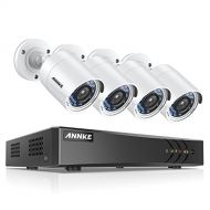 ANNKE 8CH Security Camera System 1080P Lite H.264+ DVR Recorder and (4) 1280TVL 720P IndoorOutdoor Weatherproof Bullet Cameras, Remote Access and Email Alarm with Images- NO HDD