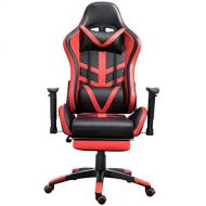 Samincom High Back Large Size PU Leather Gaming Chair Racing Style Chair Office Chair Executive and Ergonomic Style Swivel Chair with Extra Soft Headrest & Lumbar Cushion & Footres