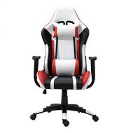 Samincom Ergonomic High-Back Gaming Chair, Racing Chair Office Desk Chair Swivel PU (White-Black-Orange)