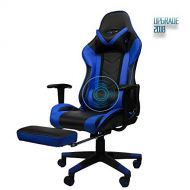 Insoria Gaming Chair Ergonomic High-Back Racing Chair Pu Leather Bucket Seat,Computer Swivel Office Chair Headrest and Lumbar Massage Support Executive Desk Chair with Footrest (Bl