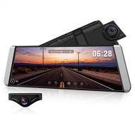 AUTO-VOX X1 Mirror Dash Cam Backup Camera 9.88Full Touch Screen Stream Media Dual Lens AHD Reverse Camera,1296P FHD Front Camera and 720P Rear View Recorder Dash Cam with LDWS,GPS