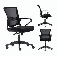 Bonsaii Mid-Back Ergonomic Mesh Office/Home/School/Gaming Chair, Adjustable and Swivel, Padded High-Density Sponge Seat with Annular Arm, Black (MB-N20B)
