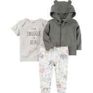 Carter%27s Carters Baby 3 Piece The Snuggle is Real Tee, Hooded Cardigan, Animal Pants Set