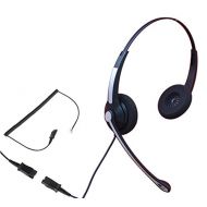 Audicom Binaural Call Center Telephone RJ Headset Noise Cancelling Headphone with Microphone and Quick Disconnect for Snom 300 870 and Yealink SIP-T19P T48G IP Phones