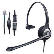 Wantek Wired Call Center Telephone Headset with Noise Canceling Mic + Quick Disconnect + Volume Mute Control for Plantronics T100 Avaya 1416 Allworx 9204 NEC Aspire DT330 Mitel 502