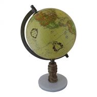 The Crabby Nook World Globe for Desk or Shelf with Wood and Marble Base Home Decor (Yellow)