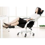 Zforce Reclinable office chair with Footrest, Lumbar support,Headrest and Armrest, Retractable Footrest (white)