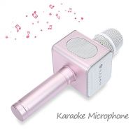 Azpen Wireless Portable Handheld bluetooth microphone karaoke Machine Mini Stereo Bluetooth Speaker Music Playing MIC for Home KTV by AZPEN,Pink