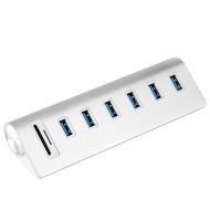 Cateck USB 3.0 6-Port Aluminum Hub with 2-Slot Card Reader Combo and 5V/4A High-Capacity Power Supply for iMac, MacBook Air, Mac Pro,MacBook Pro, MacBook, Mac Mini, PCs and Laptops
