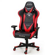 AutoFull Computer Gaming Chair - Adjustable Reclining High-Back PU Leather Swivel Video Game Chair with Headrest and Lumbar Support (Red)