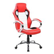 United Seating High-back PU Computer Swivel Gaming Office Chair with Chrome Base, Crimson Red, Jet Black and Frost White