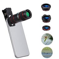 TONGTONG Phone Camera Lens Kit, 12X Optical Double Focus Zoom Macro Lens Telephoto Focus Telescope Lens with Universal Clip for Smartphones
