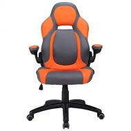 GAME MAD Executive Swivel Pu Leather Gaming Chair, Racing Style High Back Office Chair with Adjustable Armrest Lumbar Support (Orange)