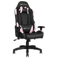 E-WIN Gaming Chair with Adjustable Armrest and Backrest High-Back Ergonomic Computer Chair, Leather Swivel Executive Office Chair Pink