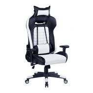 Ollypulse Ergonomic Gaming Chair Racing Style Adjustable High Back PU Leather Chair Executive Office and Style Swivel Chair with Armrest Upholstered Leather Bucket Seat (White)