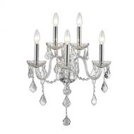 Worldwide Lighting Provence Collection 5 Light Chrome Finish and Clear Crystal Candle Wall Sconce 13 W x 18 H Medium Two 2 Tier