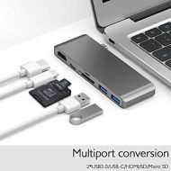 USB C HUB to HDMI Multiport Adapter, SMAICE Type C Hub with 4K HDMI, 2 USB 3.0 Ports, TF & Micro SD Card Reader and a USB-C Charging Port for MacBook Pro 2015 2016