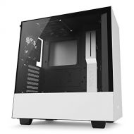 NZXT H500  Compact ATX Mid-Tower Case  Tempered Glass Panel  All-Steel Construction  Enhanced Cable Management System  Water-Cooling Ready - WhiteBlack