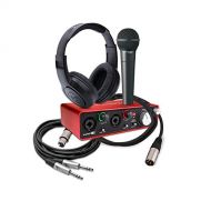 Focusrite Scarlett 2i2 (2nd Gen) USB Audio Interface bundle with Samson Headphones, Behringer Microphone, and Cables