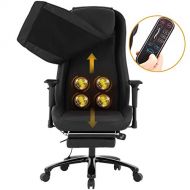BestOffice Gaming Chair Ergonomic Swivel Chair High Back Racing Chair, with Footrest, Lumbar Support and Headrest (Massage Chair Black)