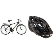Schwinn Discover Mens Hybrid Bike (700C Wheels), Black with Schwinn Thrasher Adult Micro Bicycle black/grey Helmet Adult