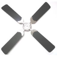 Global Electric 36-inch DC 12V Non-Brush Ceiling Fan for RV, Brushed Nickel with Wall Control and Black Blades