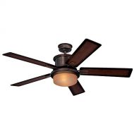 Westinghouse 7201400 Goodwin Two-Light 52 Reversible Plywood Five-Blade Indoor Ceiling Fan, Oil Brushed Bronze with Amber Mist Glass