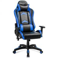 Modern Luxe Racing Style PU Leather Office Chair Swivel Computer Gaming Chair Executive Reclining Chair (Blue)