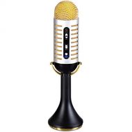 FAO Schwarz FAO SCHWARZ Karaoke Music Microphone w/Built-In Portable Handheld Speaker for Parties, Bluetooth & Smartphone Compatible, Vintage 20s Ribbon Style, USB, AUX Cable & Headphone Jacks