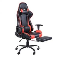 Syneebear Gaming Office Chair Ergonomic Game Racing Chair Seat Height Adjustment Computer Chair Recliner Swivel Chair with Headrest and Lumbar Suppor (Black/Red)